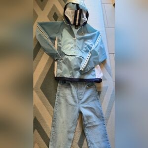 Vintage Nike Y2k Glacier Blue Pullover Windbreaker Anorak Jacket Center Swoosh S